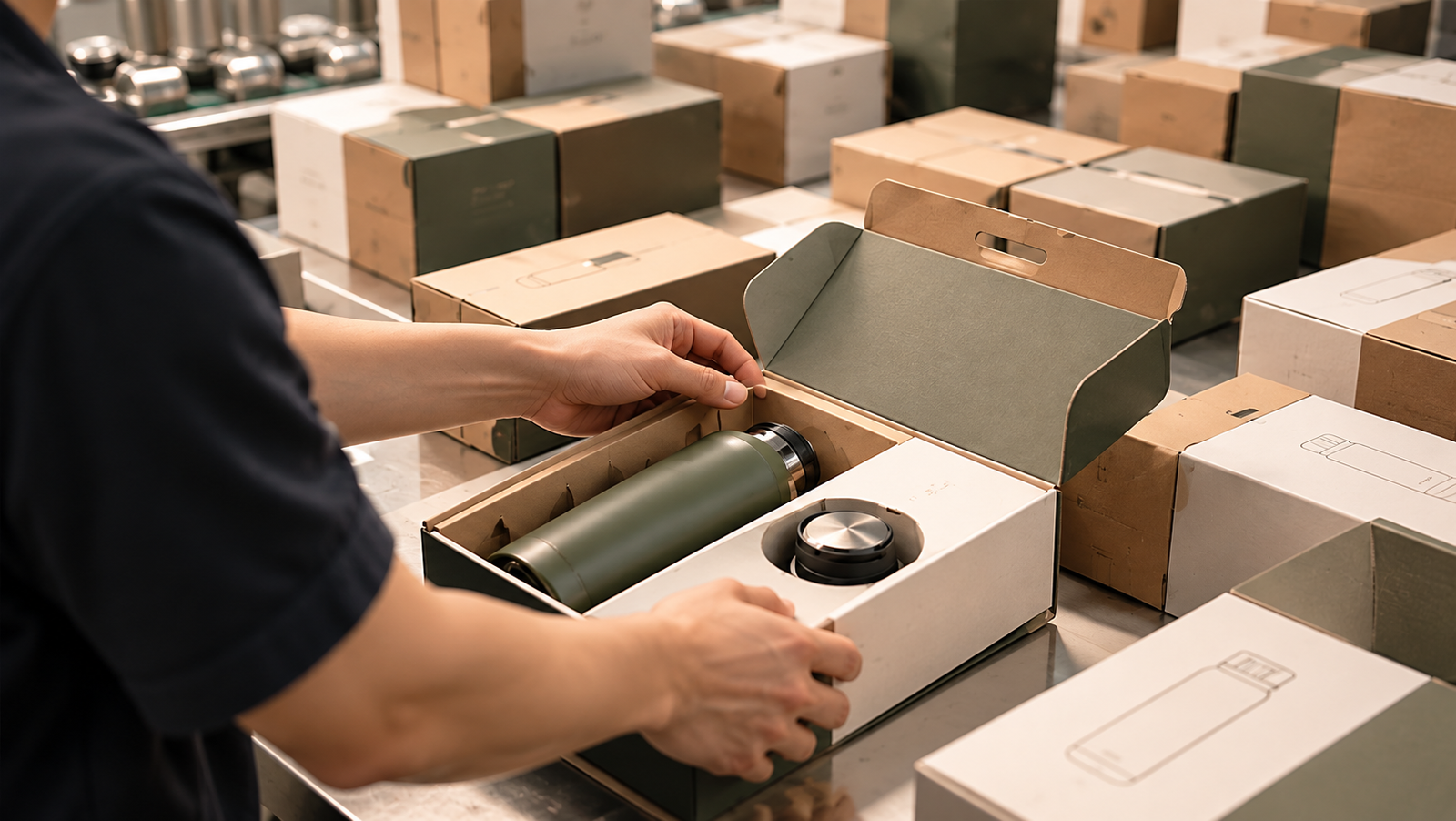Custom drinkware packaging process