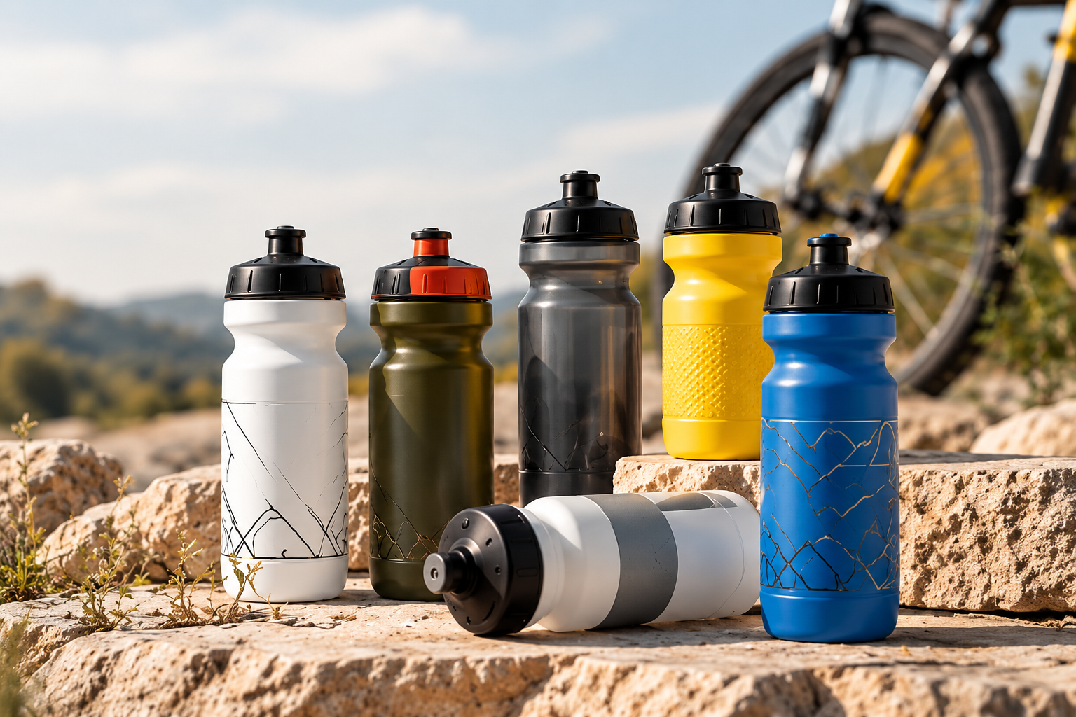Custom cycling and sports bidons in multiple styles and colors