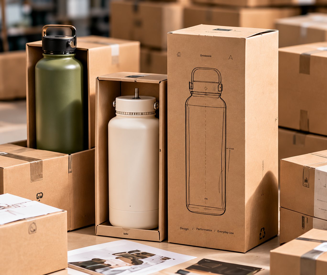 Custom drinkware retail packaging cartons inspection and shipment preparation