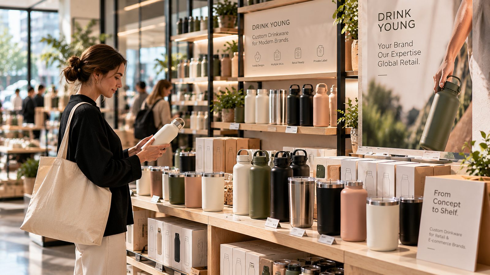 Retail and private label drinkware collection for branded retail and ecommerce programs
